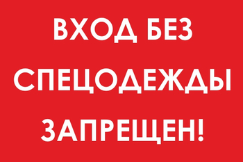 И39 вход без спецодежды запрещен! (пластик, 600х400 мм) - Знаки безопасности - Знаки и таблички для строительных площадок - ohrana.inoy.org