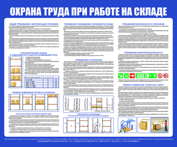 С141 Стенд  Охрана труда при работе на складе (1200х1000 мм, пластик 3 мм, серебряный алюминиевый багет) - Стенды - Охрана труда на складе - ohrana.inoy.org